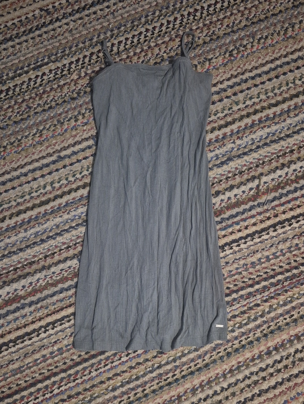 Grey Ribbed Spaghetti Strap Dress